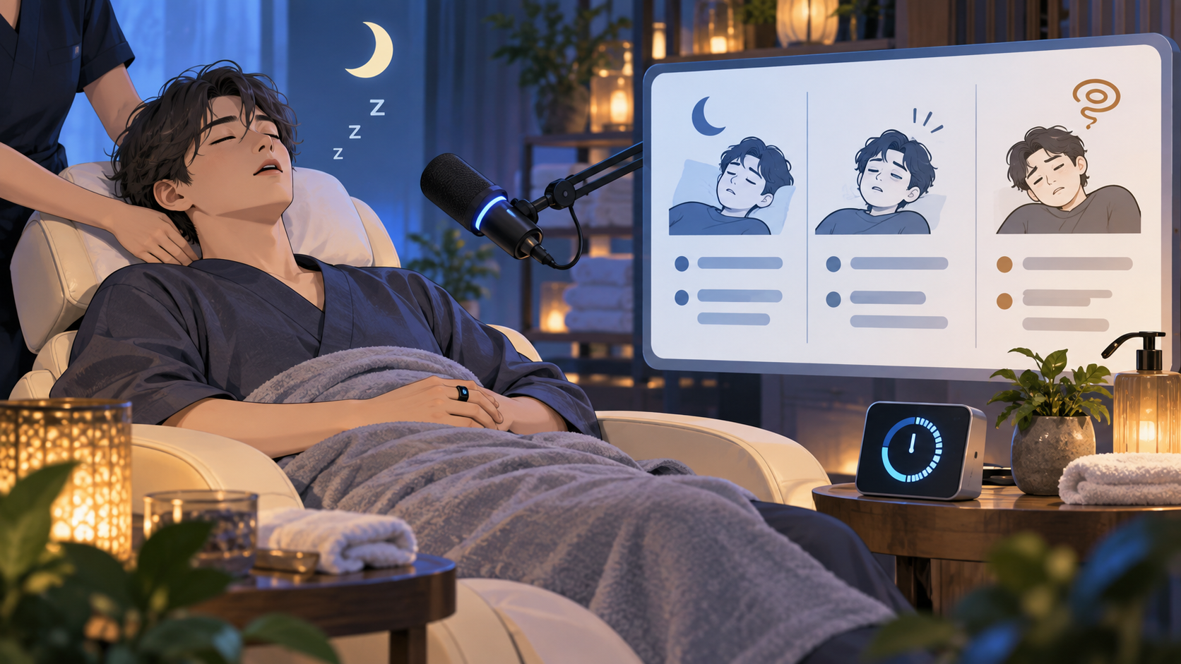 ライブ配信中の睡眠とマイクロスリープを区別して確認するオリジナルイラスト