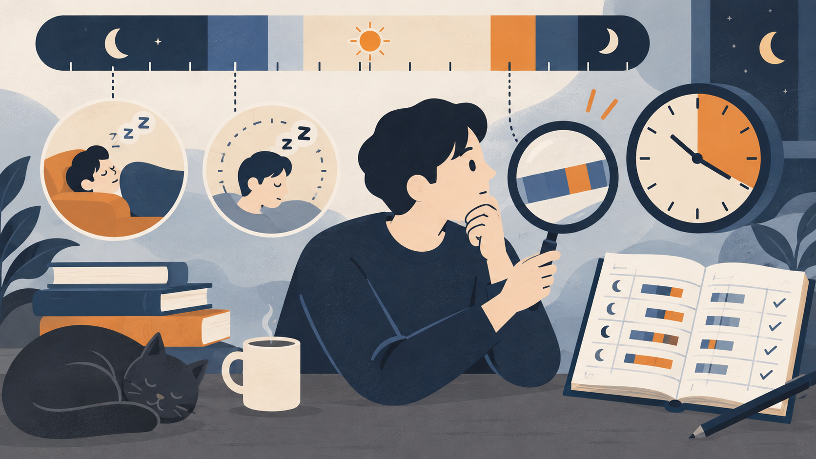 30分睡眠の定義と仮眠やマイクロスリープを時系列で確認するオリジナルイラスト