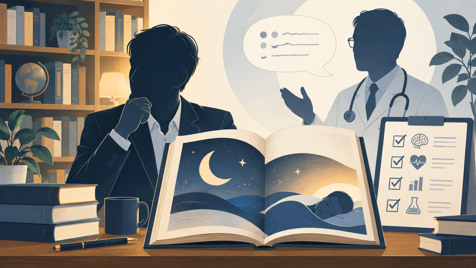 堀大輔さんの睡眠本と推薦文を公開情報から確認するオリジナルイラスト